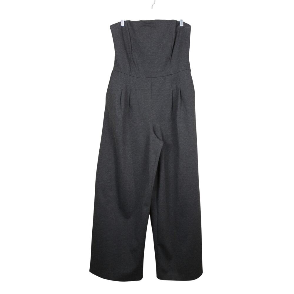 Spiegel Grey Knit Strapless Wide Leg Winter Warm One Piece Jumpsuit Size 16‎